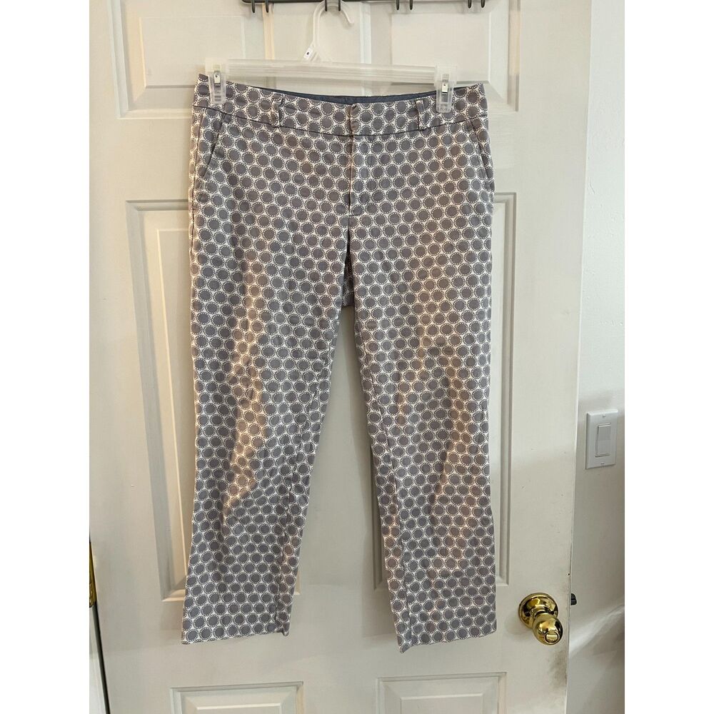 Banana Republic Size 6 Gray White Dot Ankle Trousers Work Pants 32x25 Office